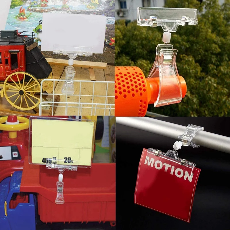 

50 Pcs Plastic Goods Signage Clip Can Be Rotated Clip Bracket Stand Price Display Rack