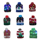 Рождественская шапка FAROOT, светодиодная светящаяся вязаная Рождественская Шапка-бини, теплая шапка для детей и взрослых, новогоднее Рождественское украшение