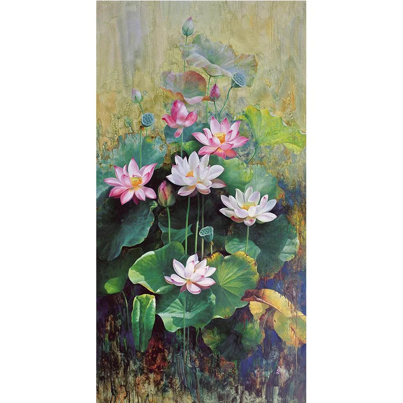 Розовый цветок diy алмазная живопись полный квадратный круглый дзэн Лотос Стразы