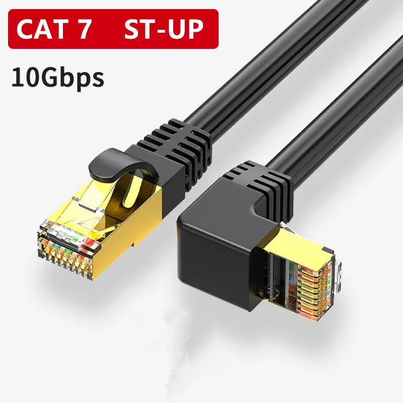 cat7 ethernet cable lan cable sftp rj45 network cable right angle 90 degree for compatible patch cord for computer router laptop free global shipping