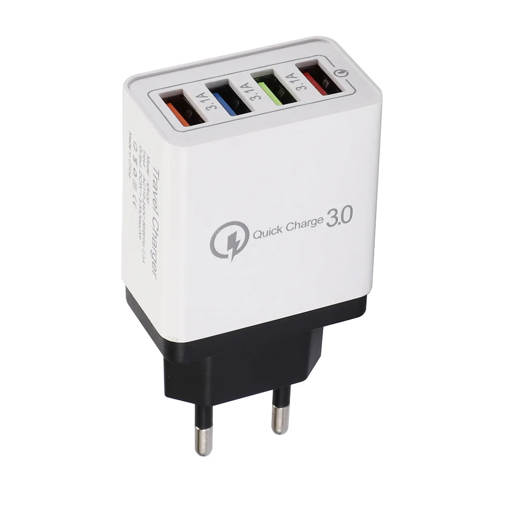 

4-port fast charging QC 3.0 USB hub high standard PC fireproof material wall charger 3.5A power adapter EU US plug