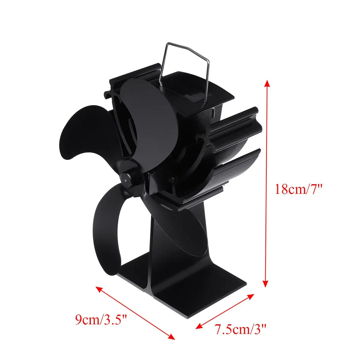 

Wall Mounted 4 Blade Heat Powered Stove Fan LED Display Log Wood Burner Eco Friendly Quiet Fan Home Efficient Heat Distribute