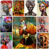 diamond painting african art woman abstract wall art picture diamond embroidery rhinestone square full drill hijab girl mosaic