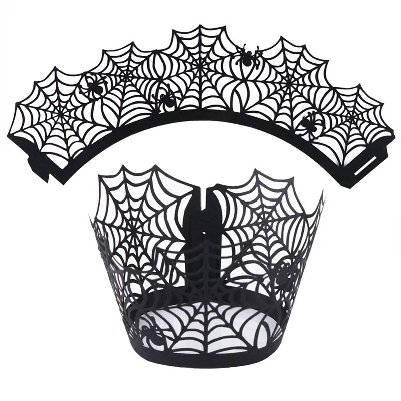 50 шт Хэллоуин призрак полый торт бумажный стаканчик край Паутинный форма для