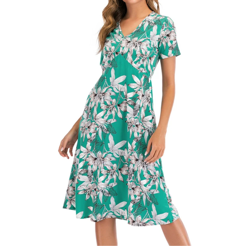 

Женское винтажное шифоновое платье-миди с цветочным принтом