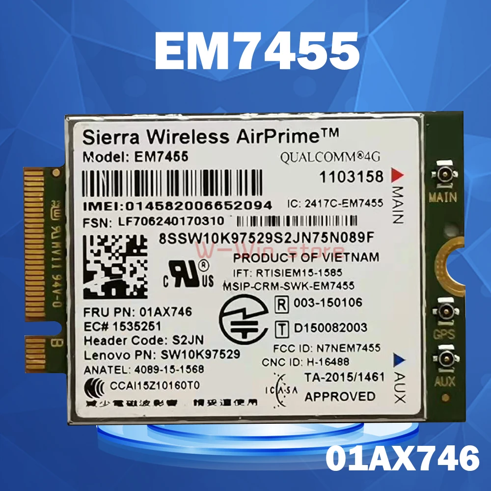 WIRCARD EM7455 FRU 01AX746 LTE 3G 4G карта для Thinkpad X1 carbon 5 го поколения X270 T470 T470S T470P T570 L570 L470 P51 P71|3G