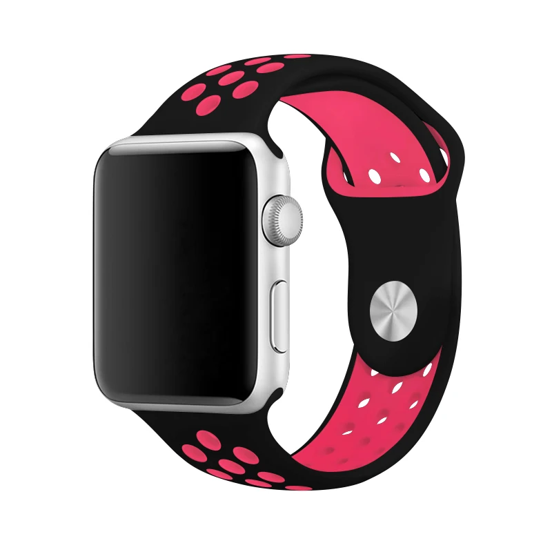 Силиконовые полосы спортивный ремешок для Apple Watch Series 5 4 серия Nike 40 мм 44 мм черный розовый браслет 38 мм 42 мм для Iwatch Series 3