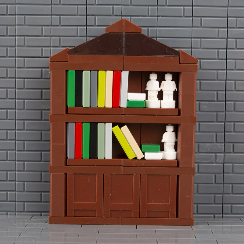 

MOC City Street View Building Blocks Bookcase Compatible with Small Particles Creative Children's Toys