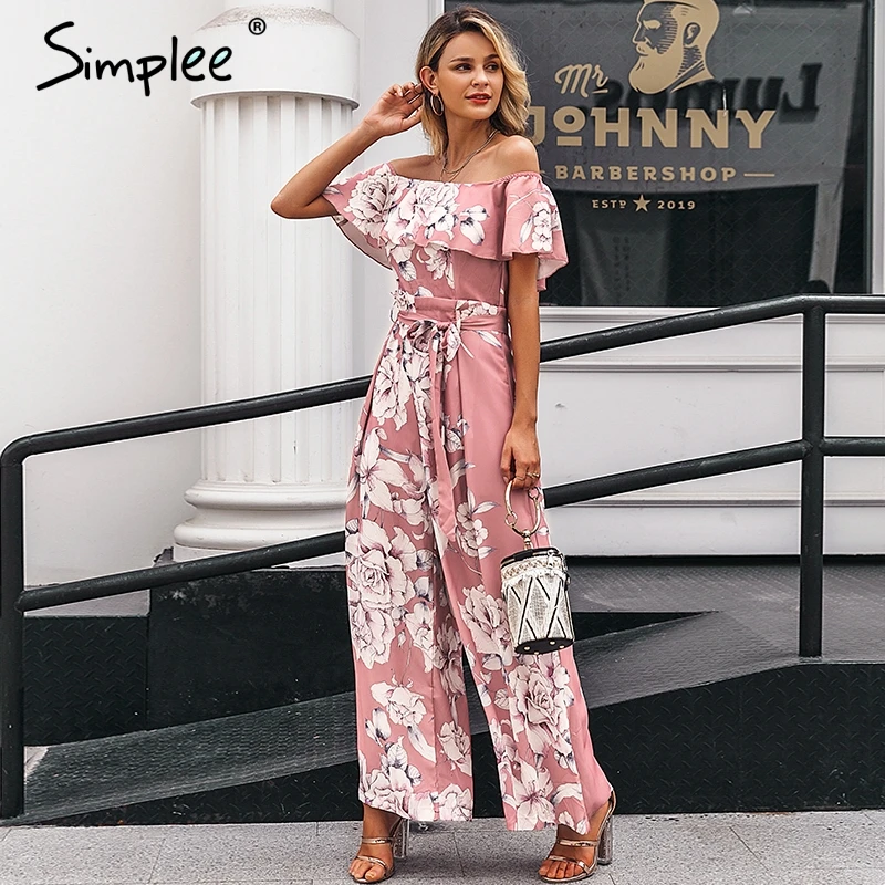 Simplee богемный цветочный принт женский комбинезон элегантный с открытыми плечами