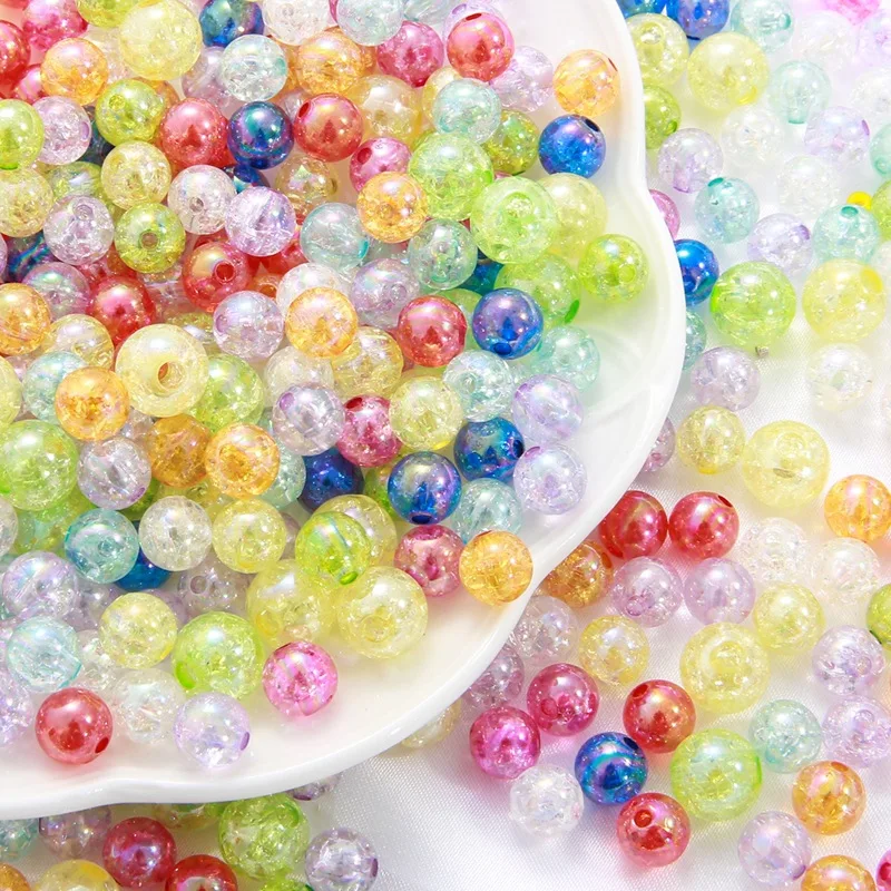 

50pcs 6/8mm Transparent Acrylic Round Beads Crystal AB Color Loose Spacer Beads for DIY Jewelry Bracelet Necklace Earring Making
