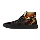 Мужские парусиновые туфли FIRST DANCE, черные повседневные туфли с высоким берцем, с принтом черепа, в стиле панк