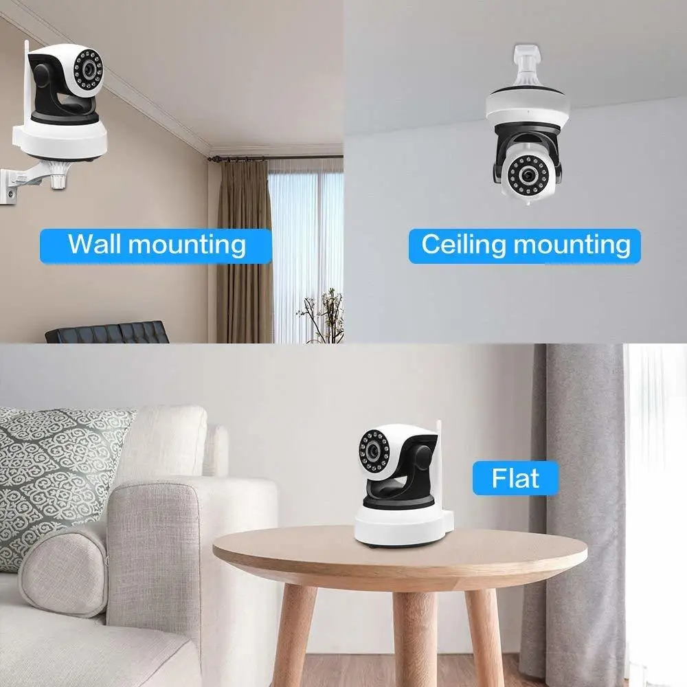Беспроводной Камера WI-FI IP Камера с Ночное видение для комнатных растений 2 аудиоданных мульти-пользователи PTZ обнаружения движения ПЭТ чувствительноу устройству приложение Camhi