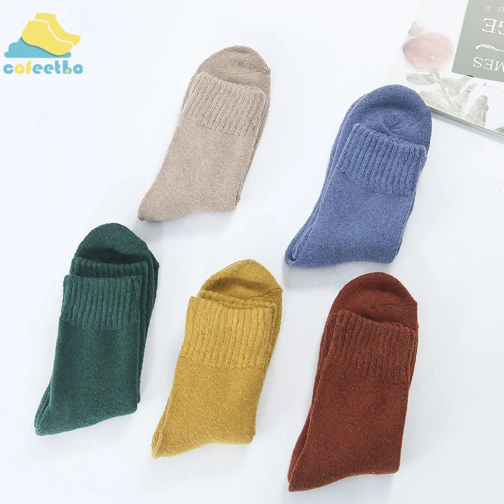 Женские толстые носки теплые однотонные с искусственным кроличьим мехом