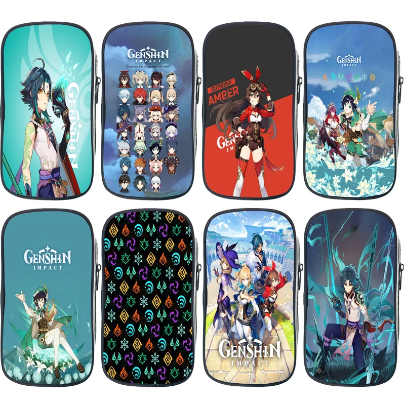 Студенческий ударопрочный чехол Genshin для карандашей детский мультяшный Аниме