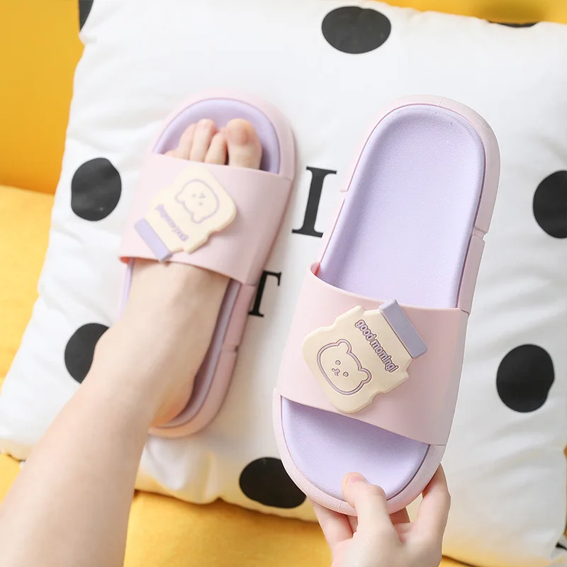 

Women Shoes Flat Bathroom Indoor Girl Slippers Cute Cartoon Children's shoes Small Soft Anti-slip Home Slides Ladies Flip Flops
