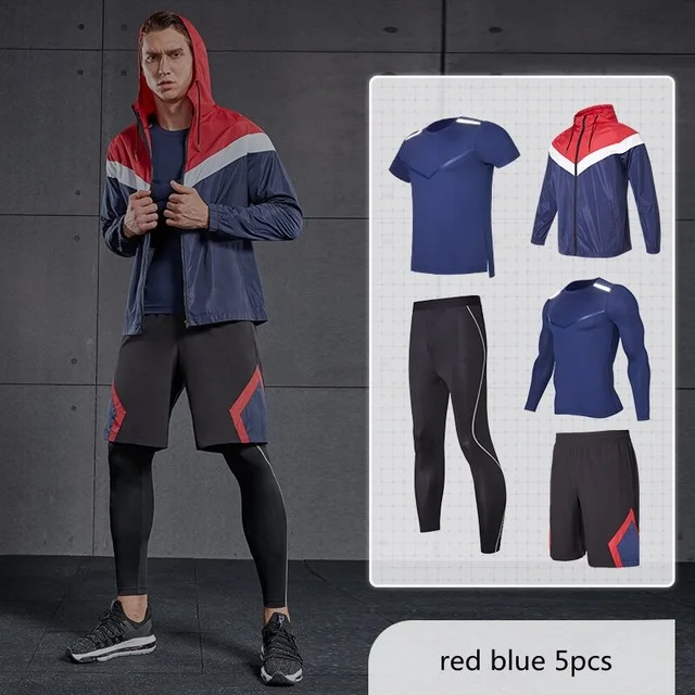 Vansydical, мужские спортивные комплекты для бега, для тренировок, бега, спортивная одежда, для занятий спортом, физкультурой, костюмы, 5 шт., для спортзала, баскетбола - Цвет: B3
