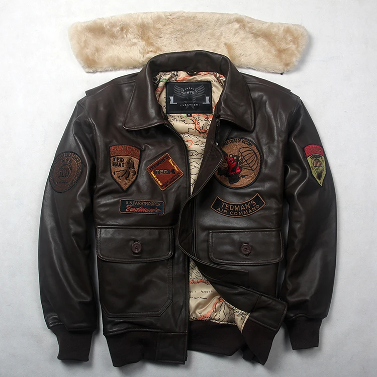 Мужская куртка бомбер ВВС из натуральной овечьей кожи в байкерском стиле|Мужские