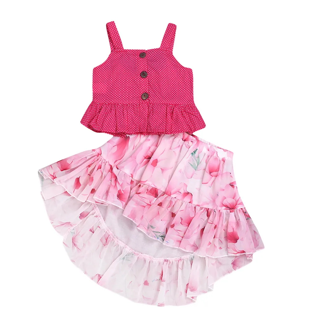 2019 новые стильные летние блузки топы для маленьких девочек платье с юбкой