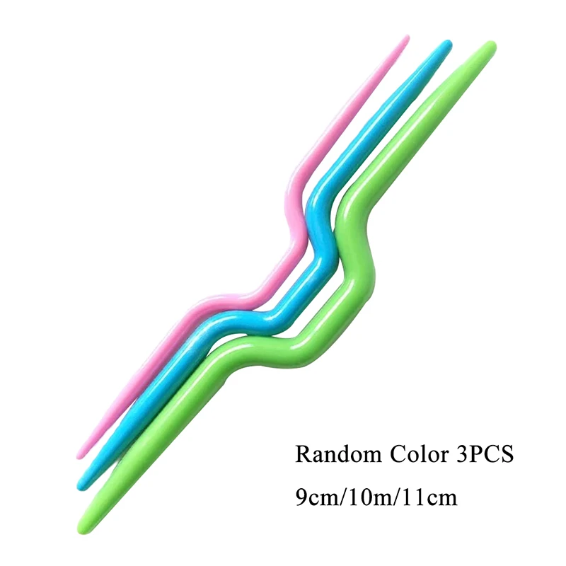 

Bending Braiding Needle Solid Color Resin Handle Knitting Needles Three Colors Random 1 Set Of Twist Needles Sweater Scarf