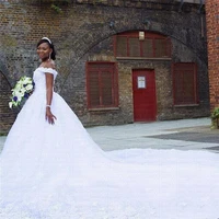 african ball gown wedding dress 2021 off the shoulder luxury big train wedding gowns plus size robe de mariee