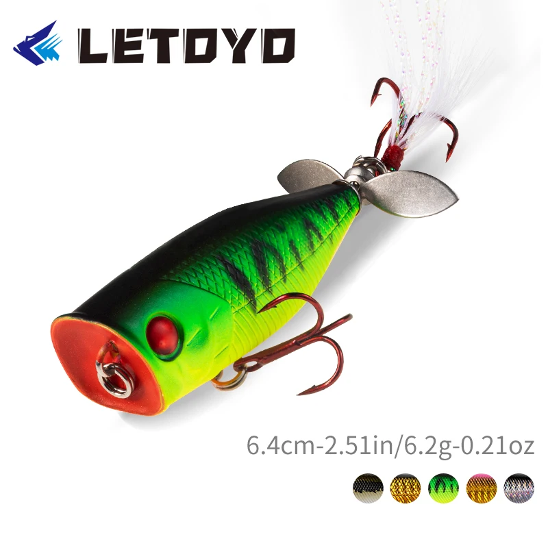 

LETOYO 64 мм 6,2 г топвотер Поппер рыболовная приманка искусственные жесткие приманки пластиковые воблеры с тройными крючками «Пробуждение» при...