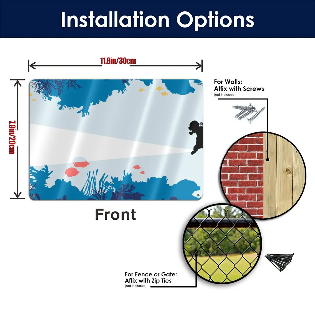 

Scuba Diver Sign 11.8*7.9 In One Size Metal Tin Signs For Home Decor