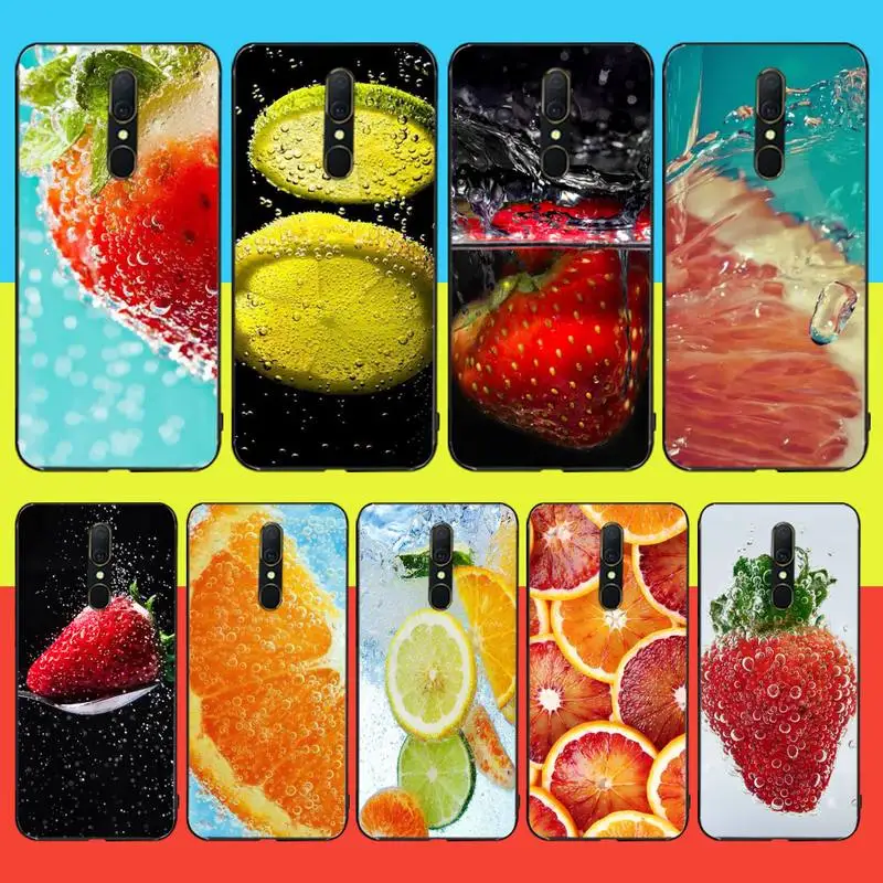 

HPCHCJHM Summer Fruit Watermelon Strawberry Soft Silicone Black Phone Case For Oppo A5 A9 2020 Reno Z Realme5Pro R11 case