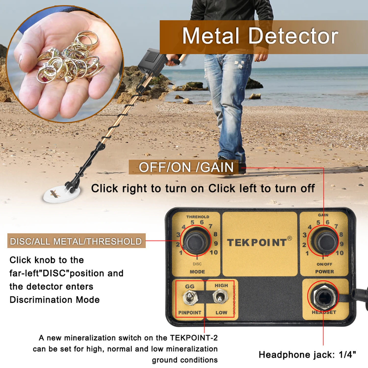 TEKPOINT 2 Высокая чувствительность подземный детектор металла инструмент
