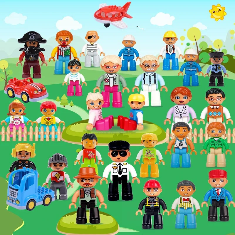 Duplo Набор фигурок полиция врачи фермер рабочий совместим с Duploed животные