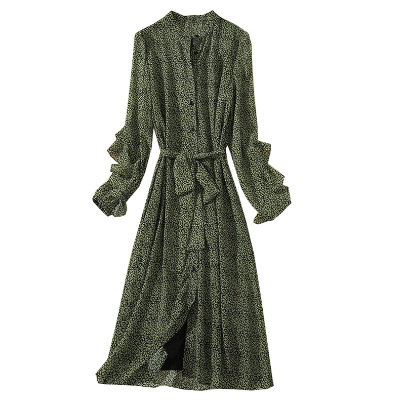 

Autumn of 2021 stars with high-end women's elegant fashion temperament new floral dress