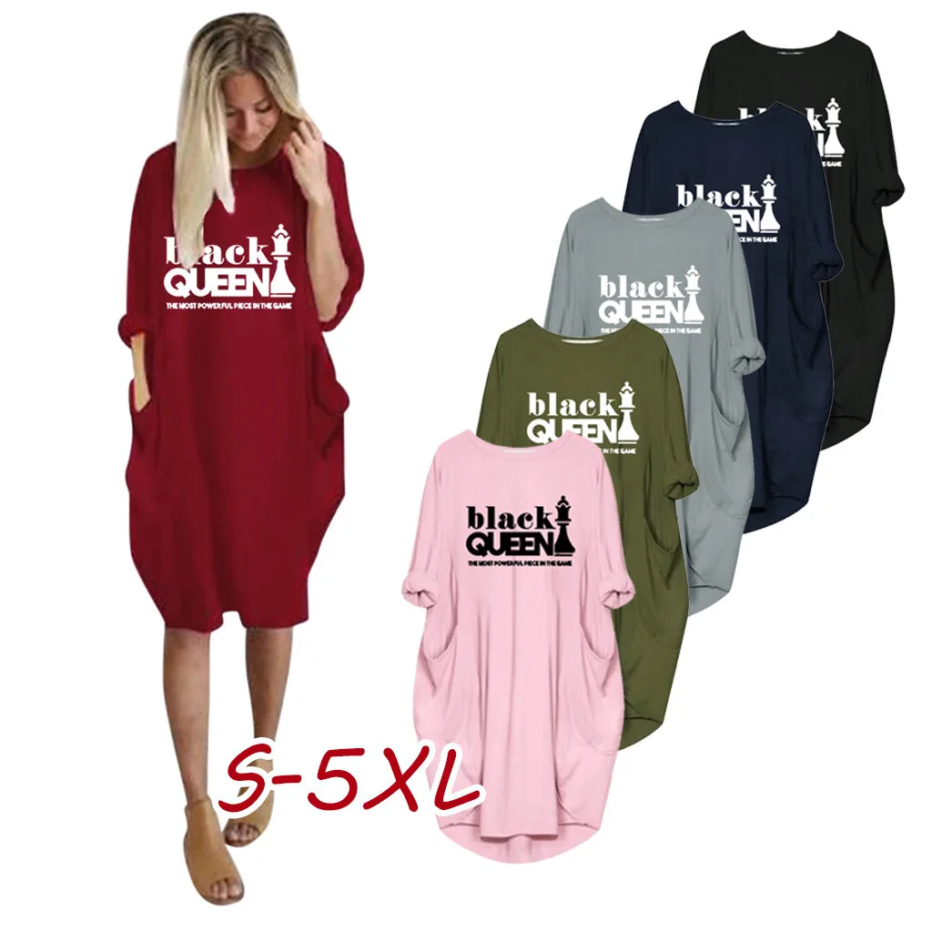 SAGACE Женское зимнее платье с круглым вырезом и длинным рукавом свободное