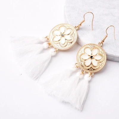 Женские винтажные этнические серьги веер и кисточка 39 цветов богемные женские с