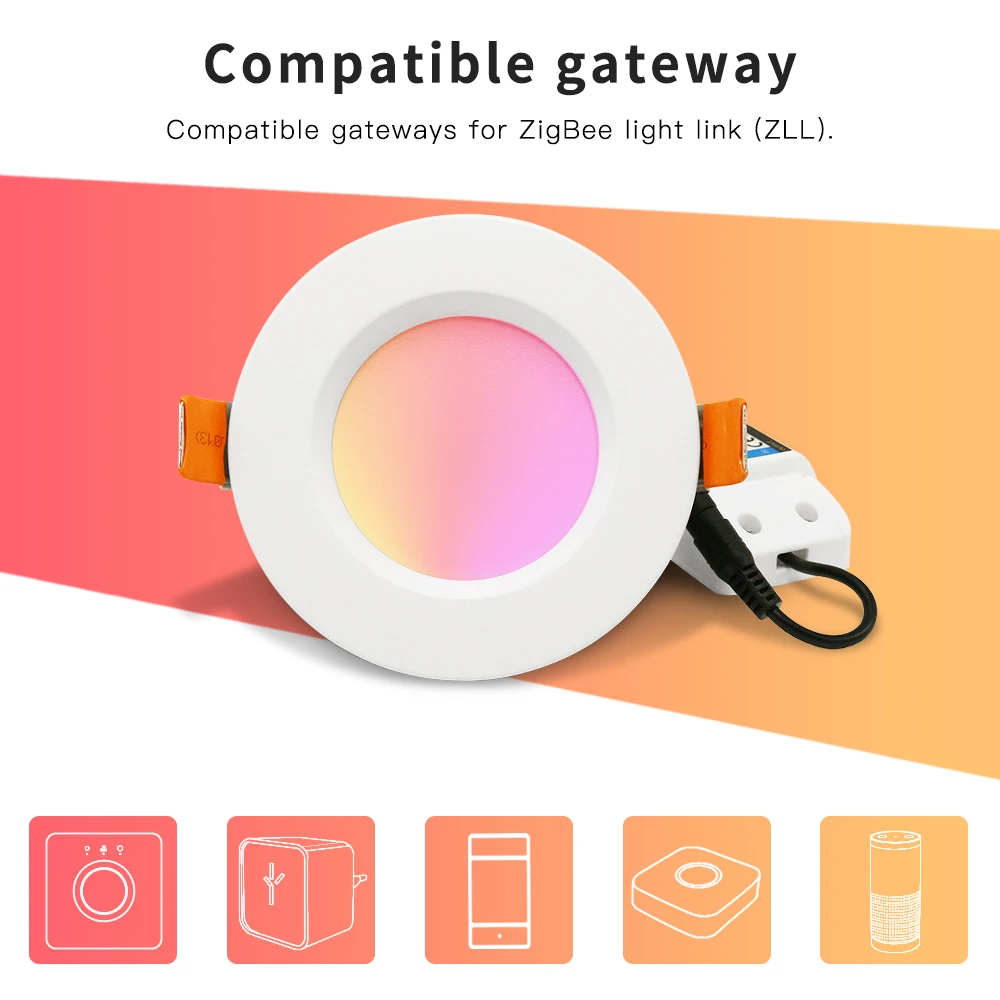 G светодиодный OPTO ZIGBEE ZLL Смарт 6 ваттов 9 12 RGBCCT WW/CW вниз светильник утопленный