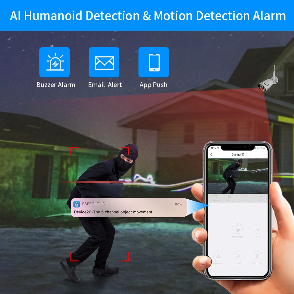 Беспроводная система видеонаблюдения Hiseeu 1080P H.265 + 8 каналов 2 м HD Wi Fi комплект