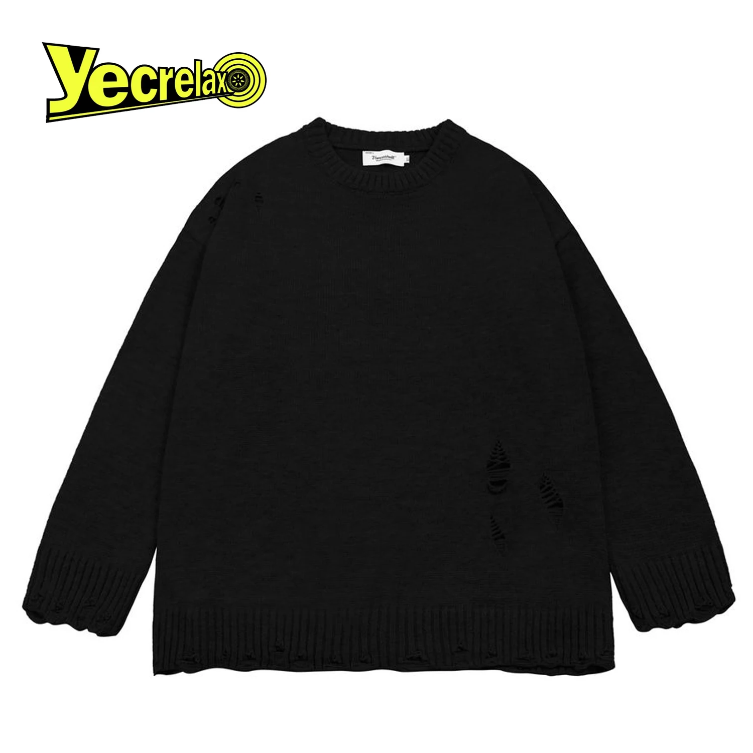 

Мужской Трикотажный Свитер оверсайз с дырками, в стиле Харадзюку