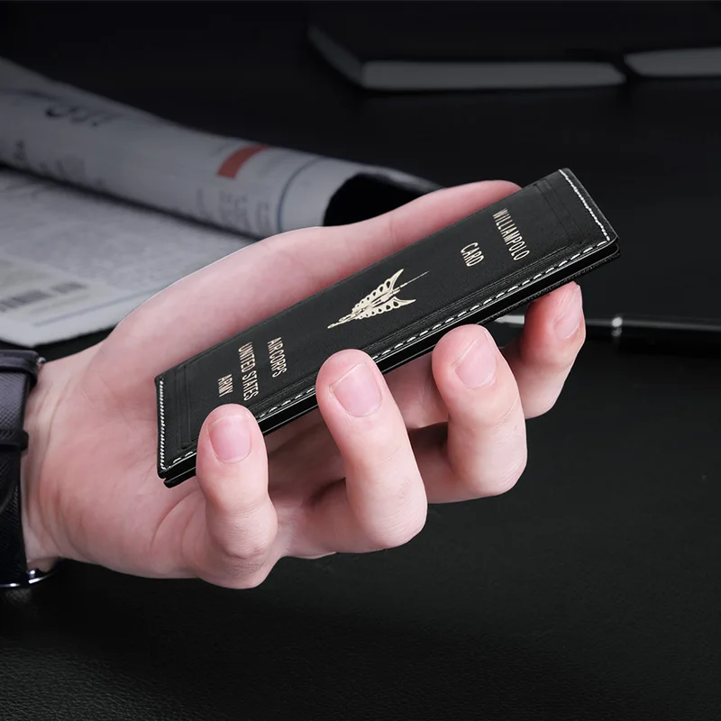 Мужской короткий кошелек в стиле ретро из натуральной кожи ультратонкий