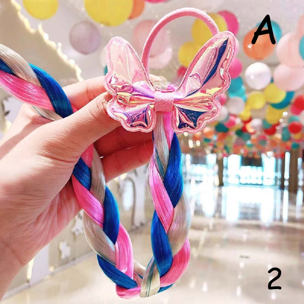 Diademas de colores para ni&ntilde;a, lazo de sirena, corbata para el pelo, diadema larga trenzada-3