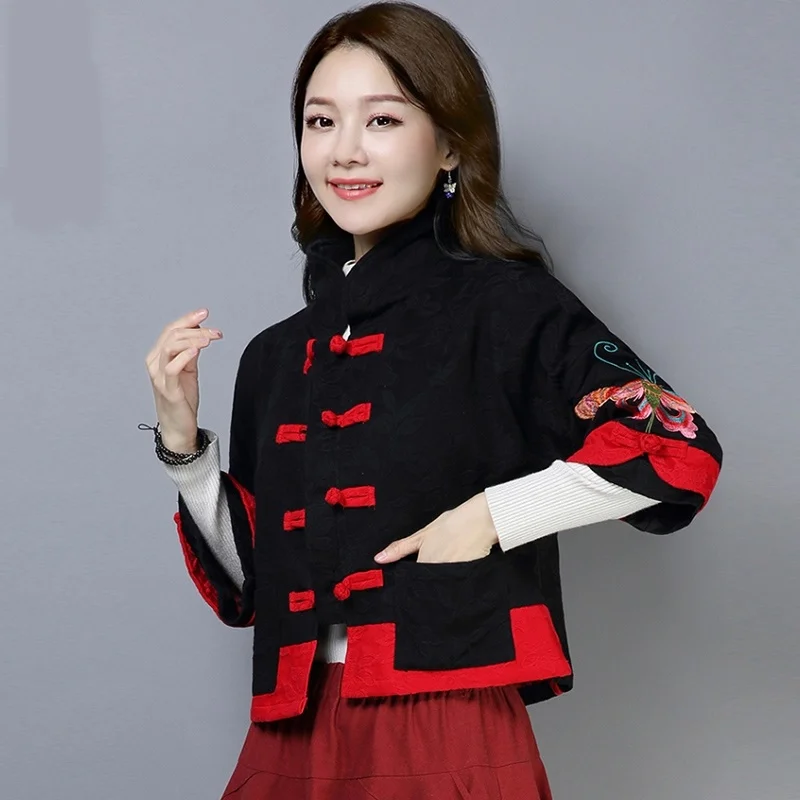 Традиционная китайская одежда Женский чонсам короткая куртка с вышивкой модная