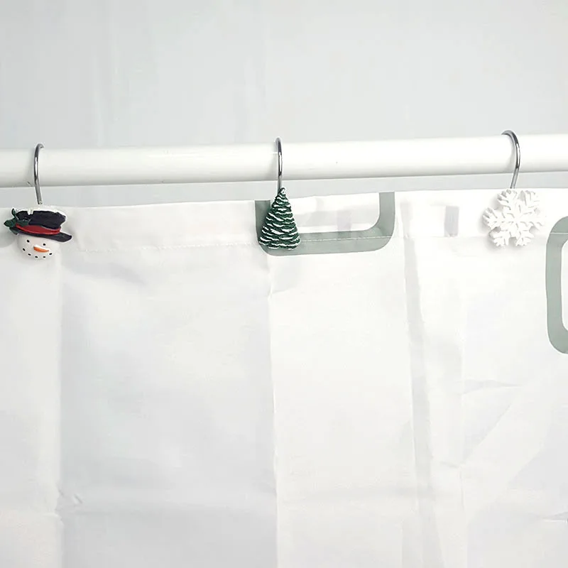 Ganchos decorativos para Cortina de ducha, gancho de Metal a prueba de &oacute;xido, con forma de tema navide&ntilde;o, para ba&ntilde;o, novedad-3