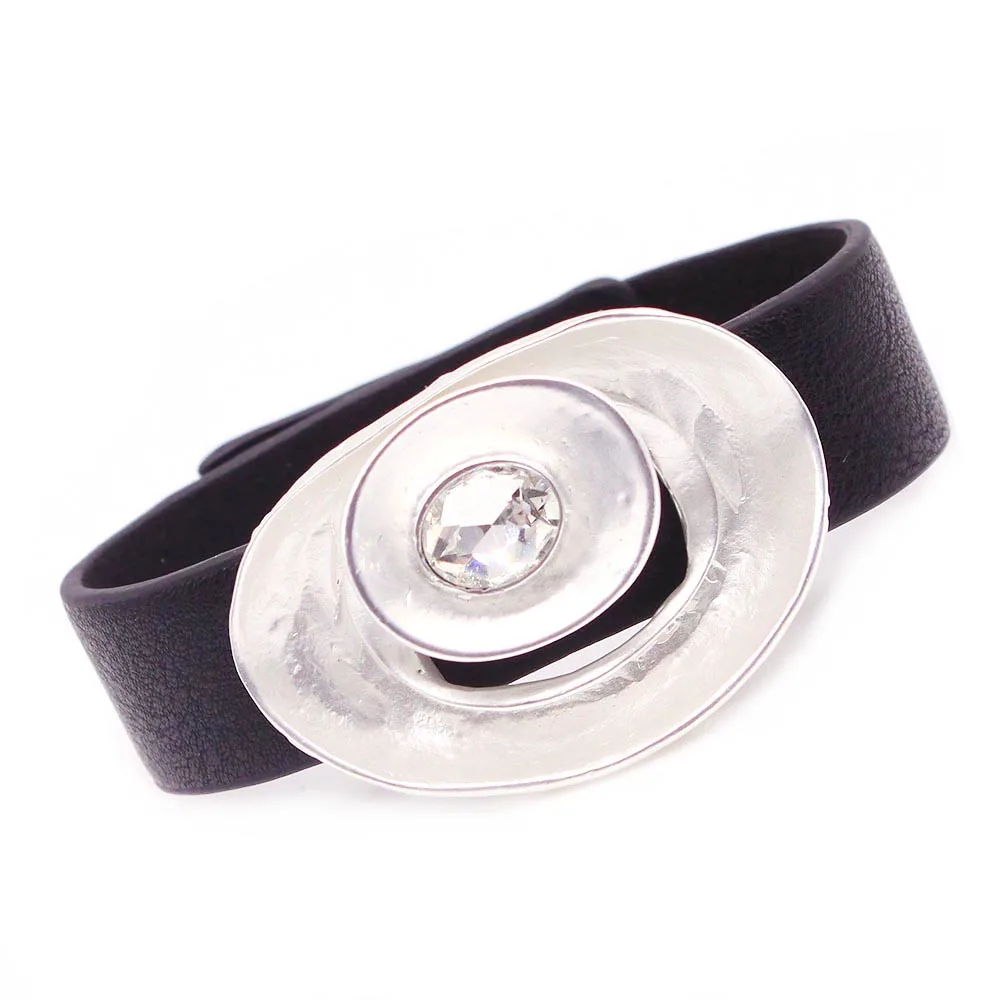 Женский кожаный браслет с застежкой черный на запястье 2021|Браслеты-манжеты| |