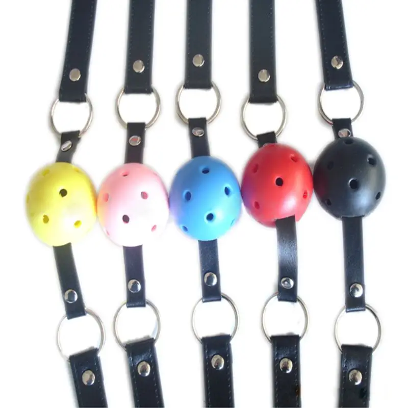 Кожаный рот открытый кляп сплошной цвет Полые Дышащие пары игра для ролевых игр