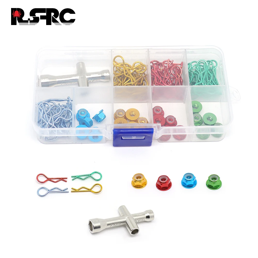 

Metal RC Body Shell R Shape Clips M4 Nut Sleeve Wrench for 1:10 1:12 Nitro Electric RC Model Car Buggy Accs Parts