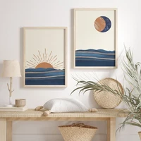 abstract landscape ocean sun moon sunrise wall art canvas painting nordic posters and prints wall pictures for living room decor