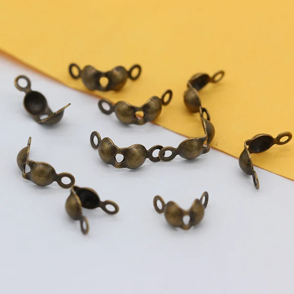 antique bronze 4x8 мм золото/серебро/bnz калоты ожерелье кончик Обжимные бусины узел покрывает разъем застежка шар цепь ремесло Бисероплетение ювелирных изделий - Цвет: antique bronze