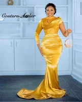 africa evening dresses mermaid formal dress women elegant gold party gown aso ebi dinner gowns vestidos de noche