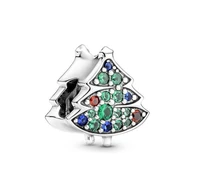 authentic 925 sterling silver christmas colourtree bead charm fit women pandora bracelet necklace jewelry