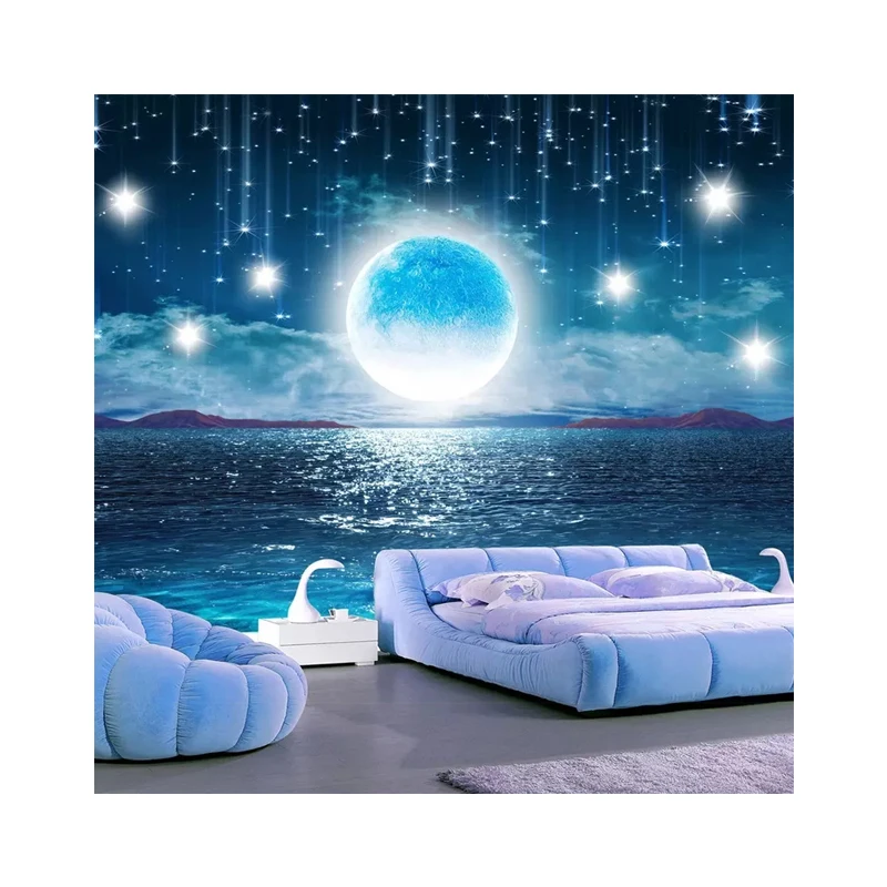 3d фоновые обои звездное небо подвесной потолок галактика Луна роспись Гостиная