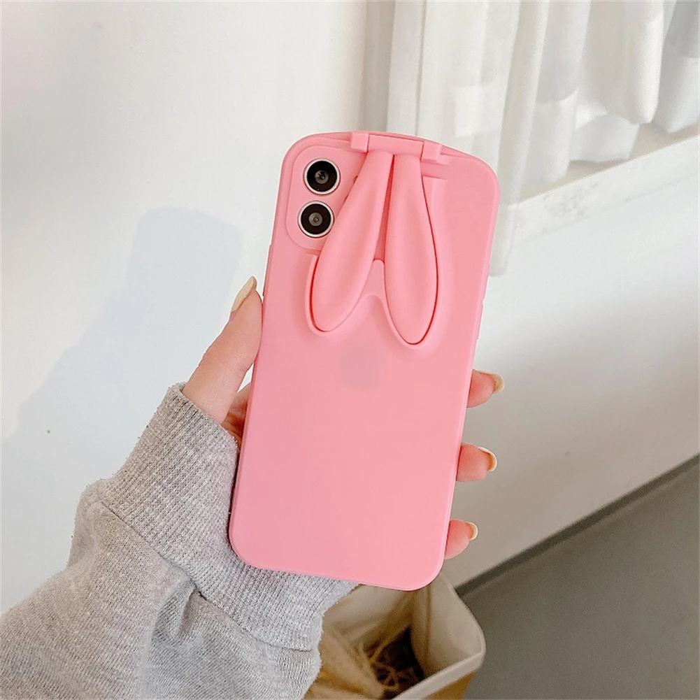 Simple Protective Sleeve for IPhone 13 Pro Promax Creative Cute Bunny Ear Mobile Phone Case with Holder | Мобильные телефоны и