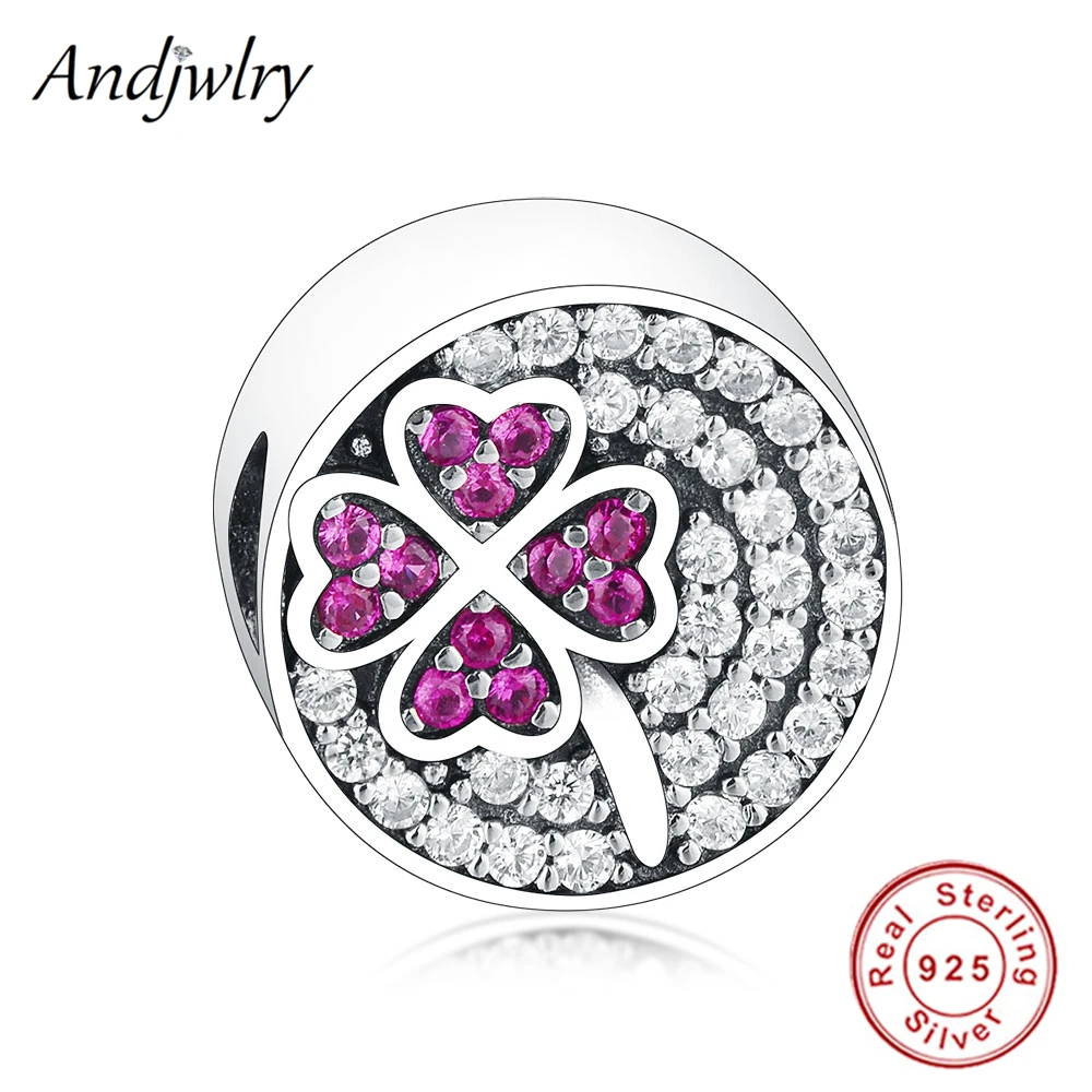 Серебряные подвески для браслета 925 оригинальные четырехлистный клевер четкие CZ