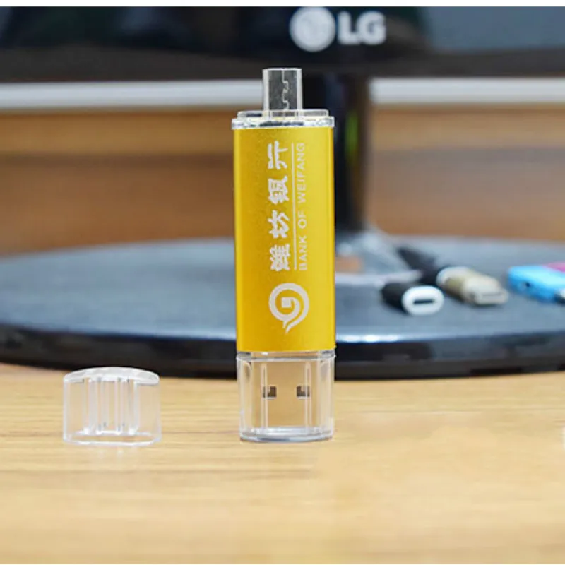 Металлический OTG USB флеш-накопитель с логотипом на заказ 4 ГБ 8 16 32 64 2 0 для